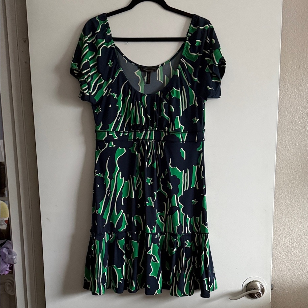 BCBGMaxAzria Black and Green Floral Mini Dress